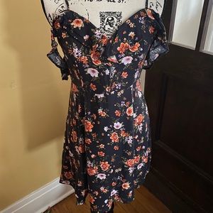 American Eagle black floral off the shoulder dress